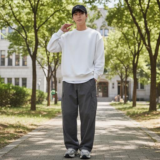 와이드 카고 팬츠: 편안한 캠퍼스룩