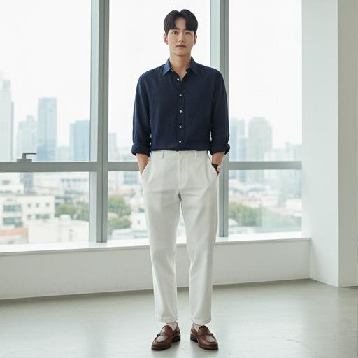 네이비 린넨 셔츠: 시원하고 깔끔한 여름 비즈니스 룩