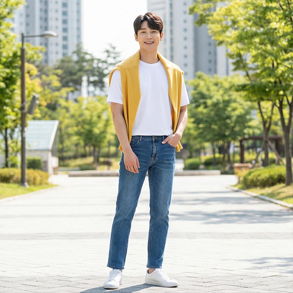 흰색 티셔츠 & 청바지: 꾸안꾸 스타일