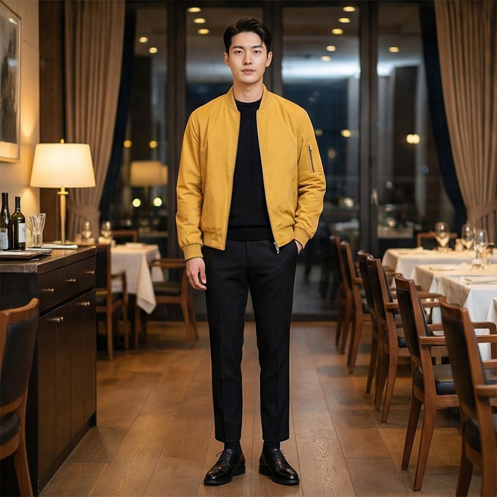 검정색 슬랙스와 니트: 차분하고 모던한 데이트 룩