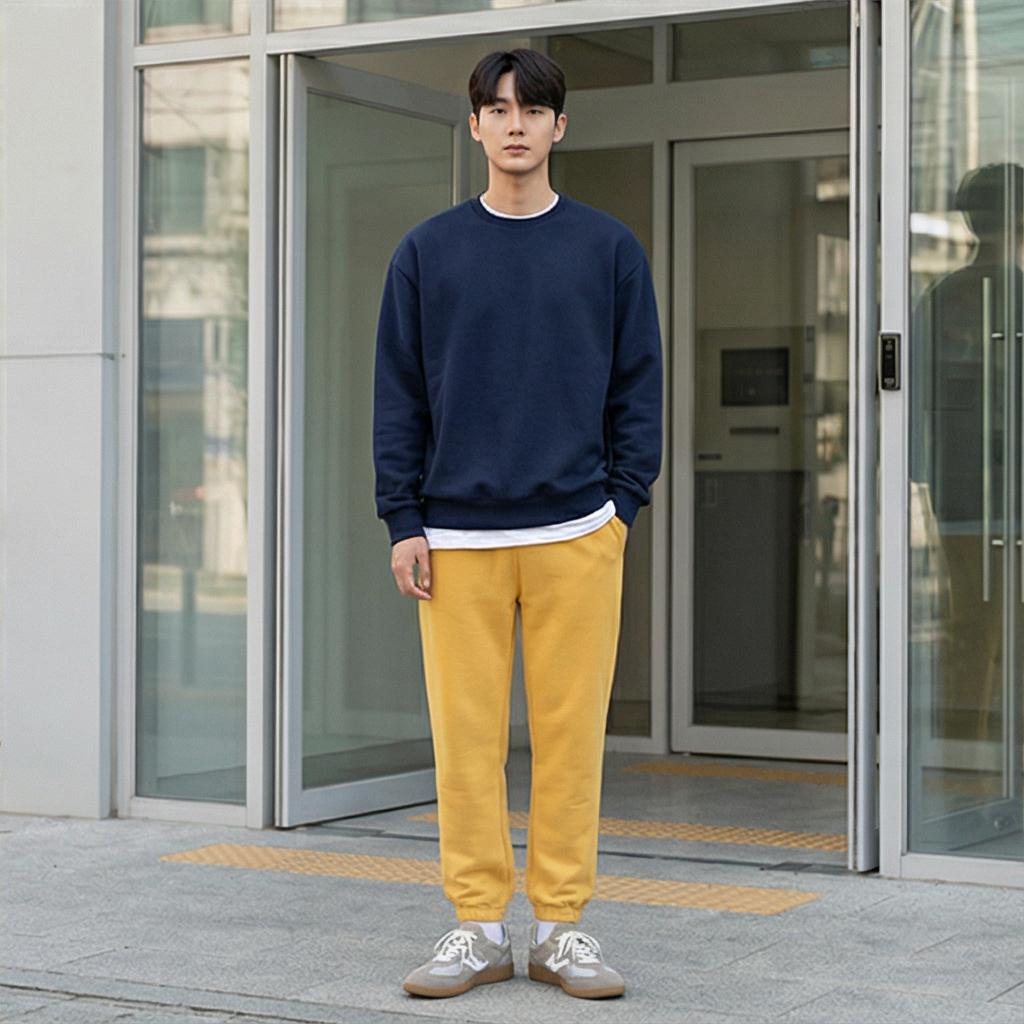 네이비 맨투맨: 감각적인 데일리 캐주얼 룩