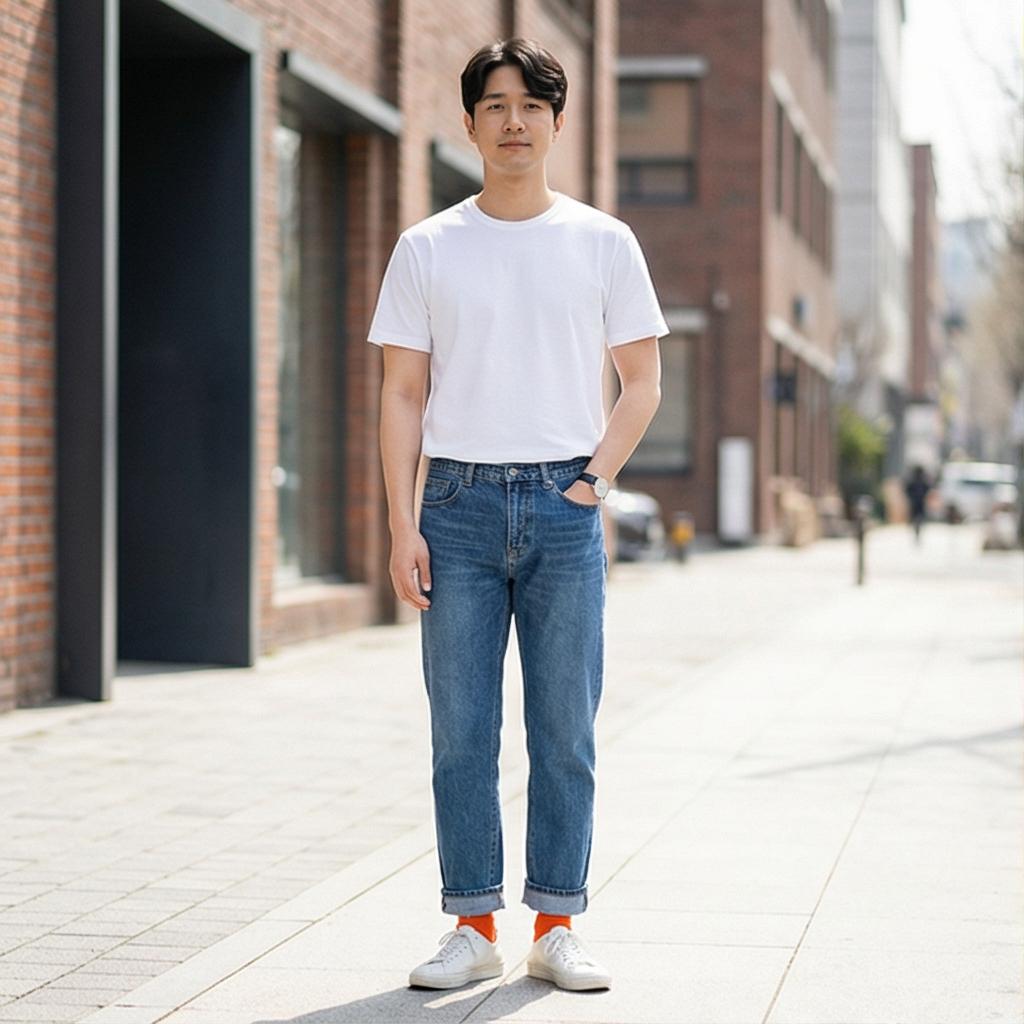 중청 데님 팬츠: 경쾌한 캐주얼 스타일