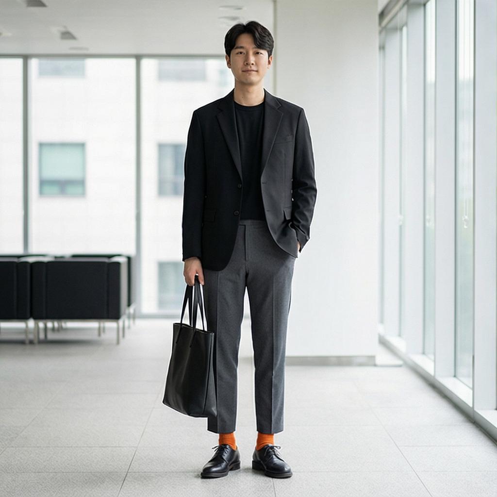 차콜 슬랙스: 센스 있는 비즈니스 캐주얼 스타일