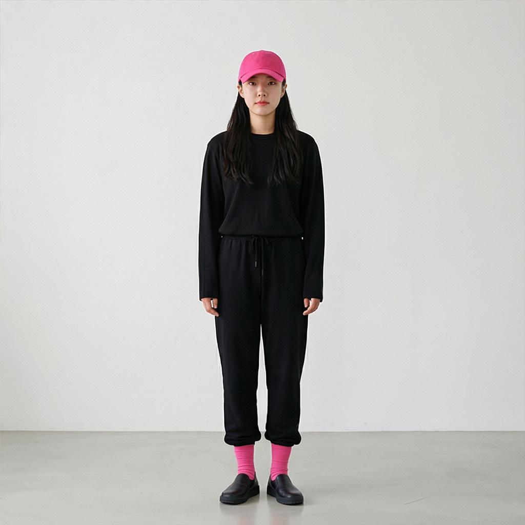 블랙 슬랙스와 상의: 포인트 미니멀 스타일