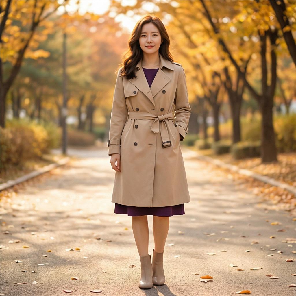 베이지 트렌치코트: 분위기 있는 가을 데일리 스타일