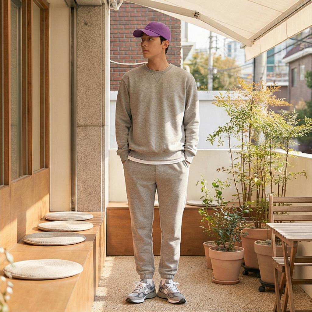회색 스웨트 셔츠: 편안한 동네 마실룩