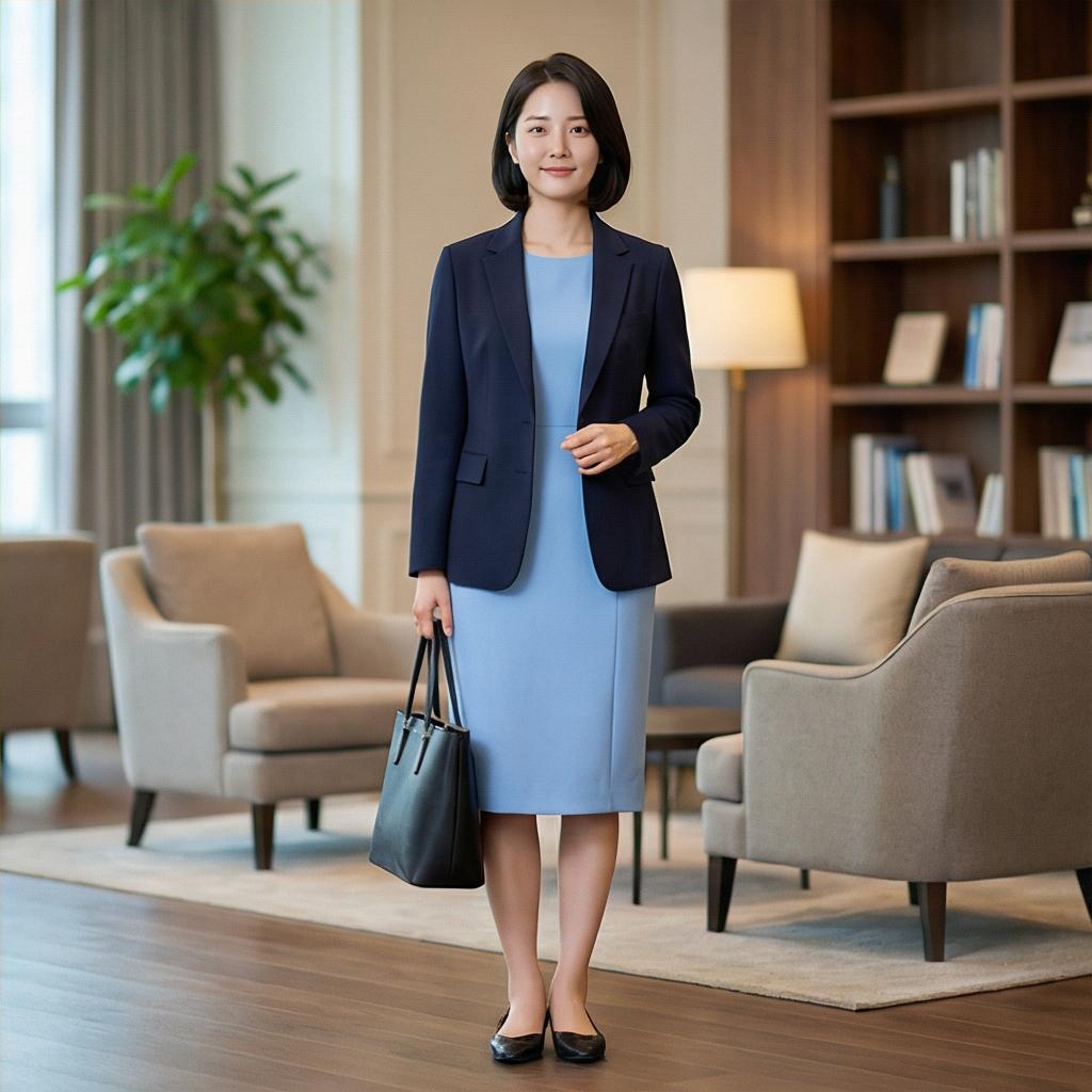 네이비 자켓: 지적인 비즈니스 캐주얼