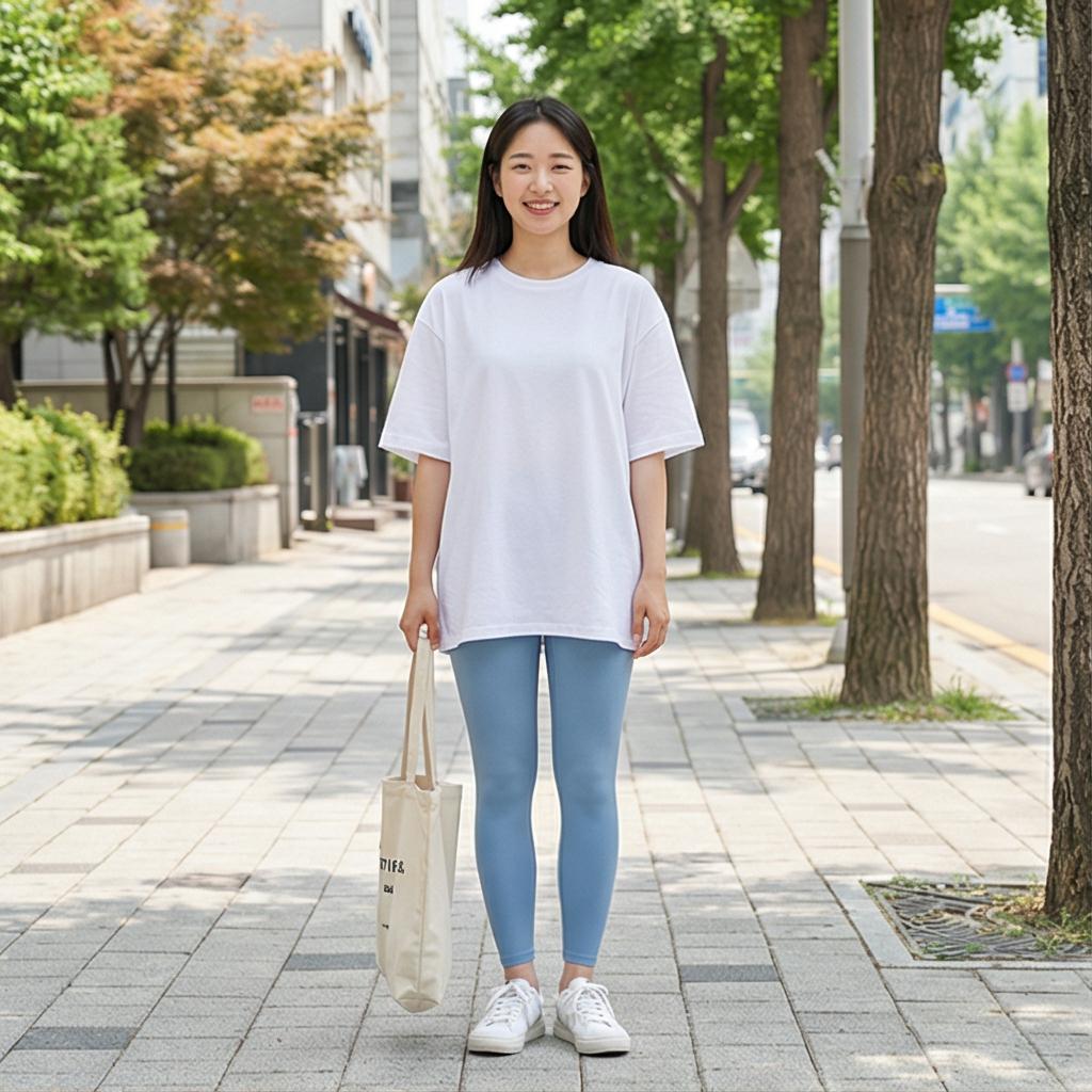 오버핏 화이트 티셔츠: 깔끔한 데일리 룩