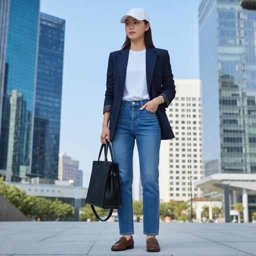 네이비 자켓 & 데님: 비즈니스 캐주얼룩