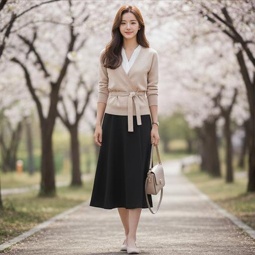 화이트 블라우스 & 블랙 스커트: 페미닌 데이트룩