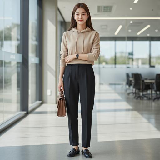 검정 슬랙스: 단정한 비즈니스 캐주얼