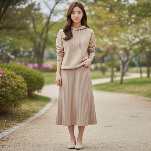 롱 스커트: 편안하고 부드러운 나들이룩