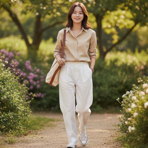 화이트 팬츠와 함께: 실패 없는 미니멀 데일리 룩
