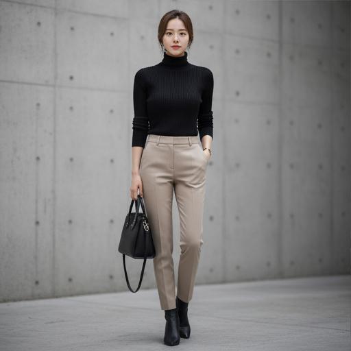 블랙 터틀넥 스웨터: 미니멀하고 모던한 스타일