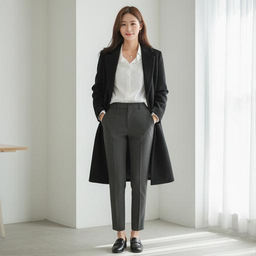 화이트 셔츠와 슬랙스: 단정한 오피스 스타일