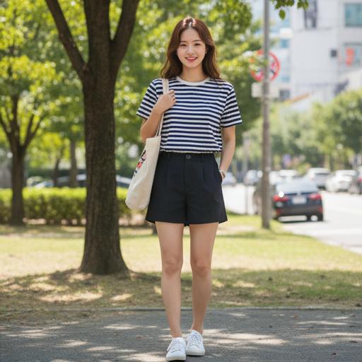 스트라이프 티셔츠: 경쾌한 주말 나들이 룩