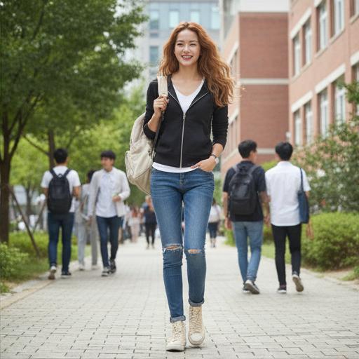 청바지와 운동화: 캐주얼 캠퍼스룩