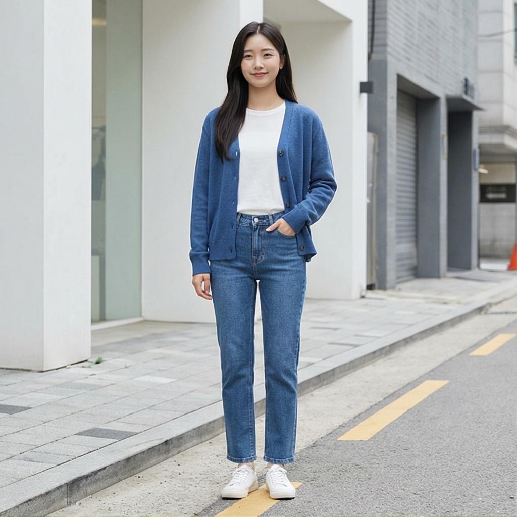 흰색 티셔츠와 청바지: 데일리룩