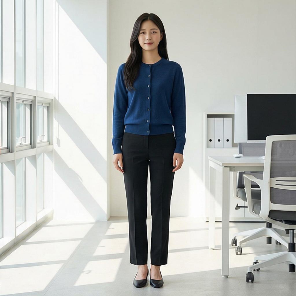 검정색 슬랙스: 단정한 분위기