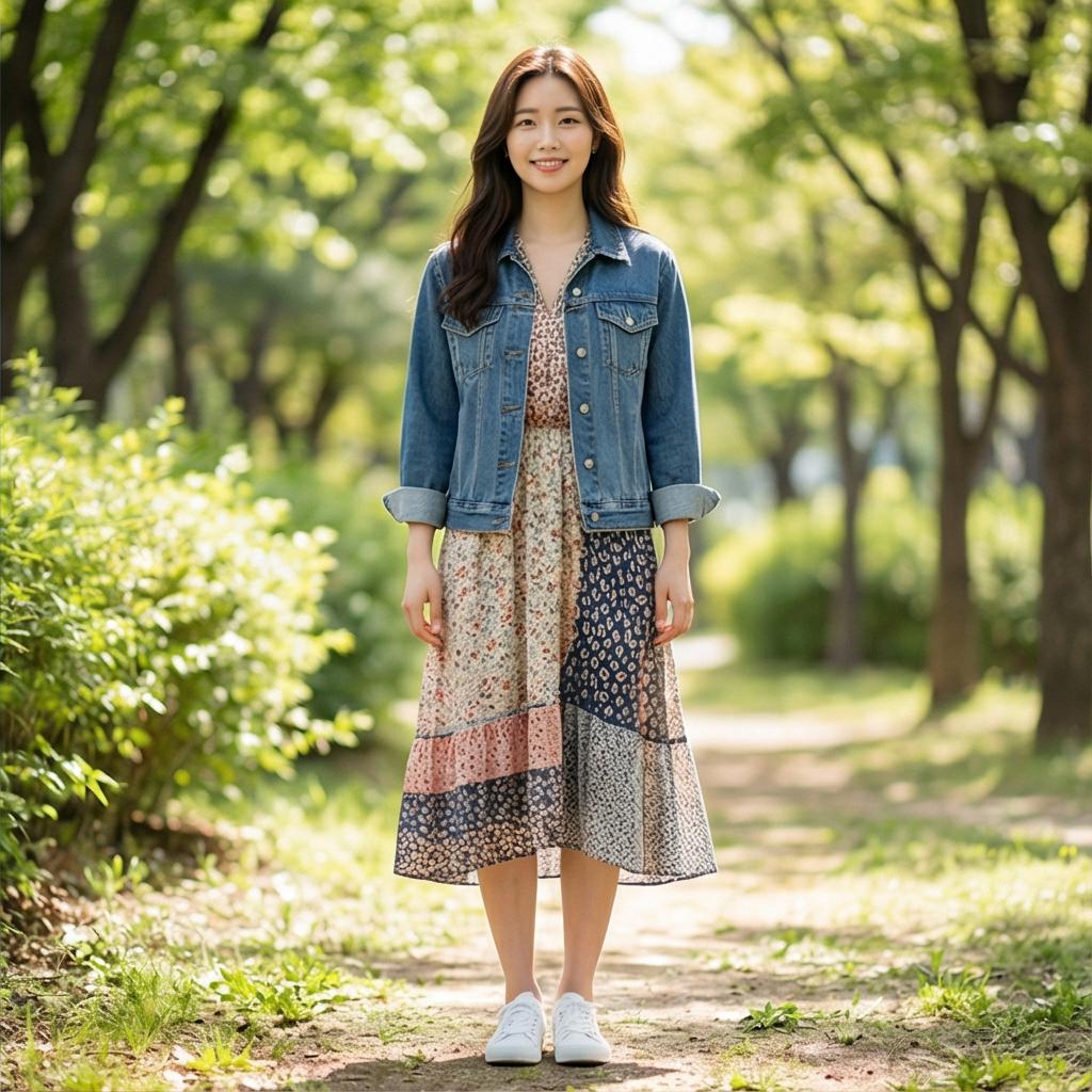 패턴 롱 원피스: 화사한 나들이 스타일