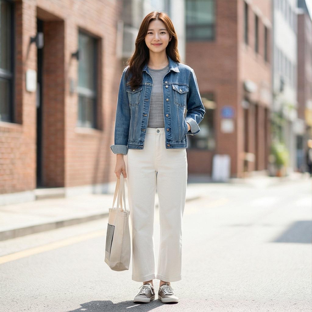 화이트 와이드 팬츠: 산뜻한 데일리 스타일