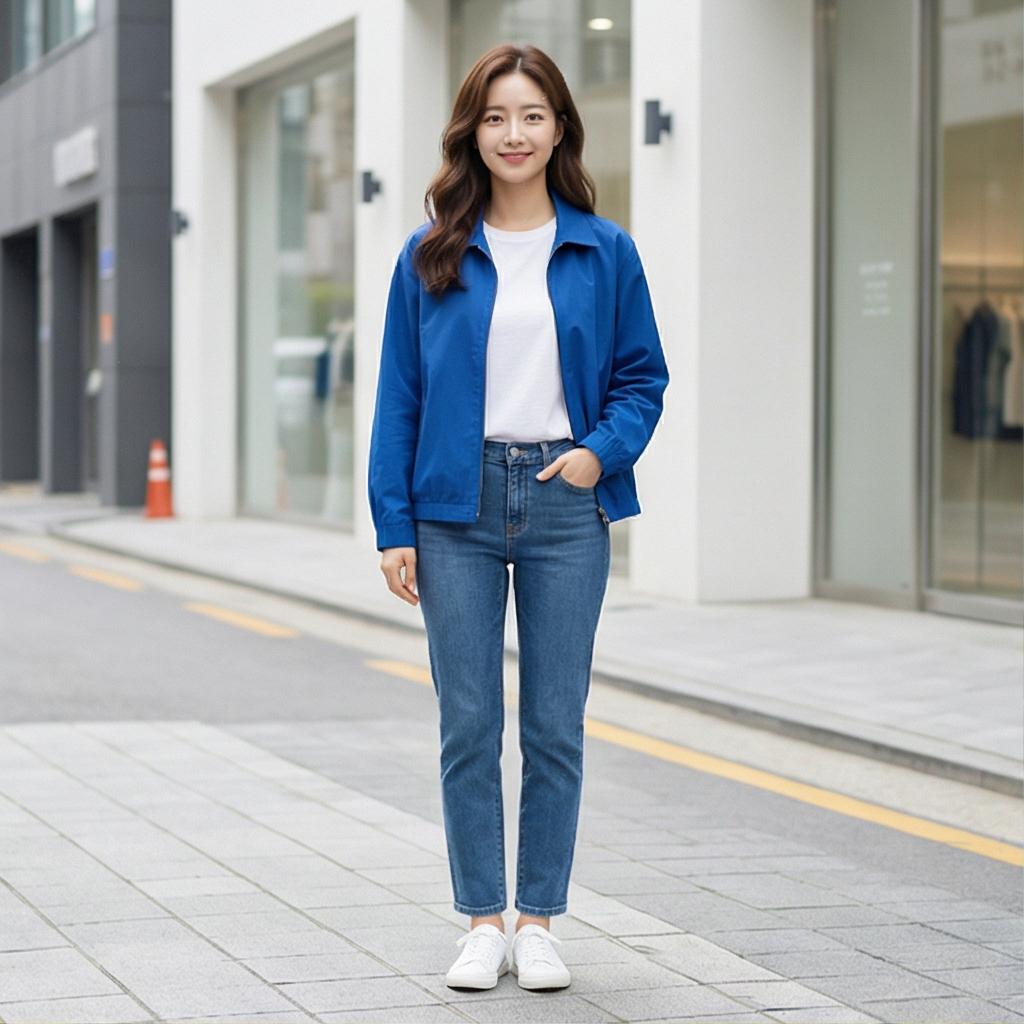 흰색 티셔츠와 청바지: 깔끔한 데일리 스타일