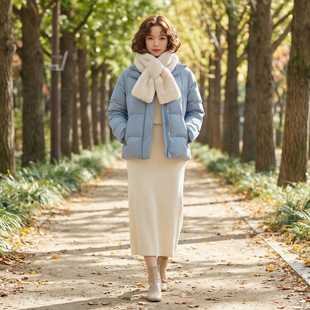 아이보리 니트 스커트: 포근한 데이트 룩