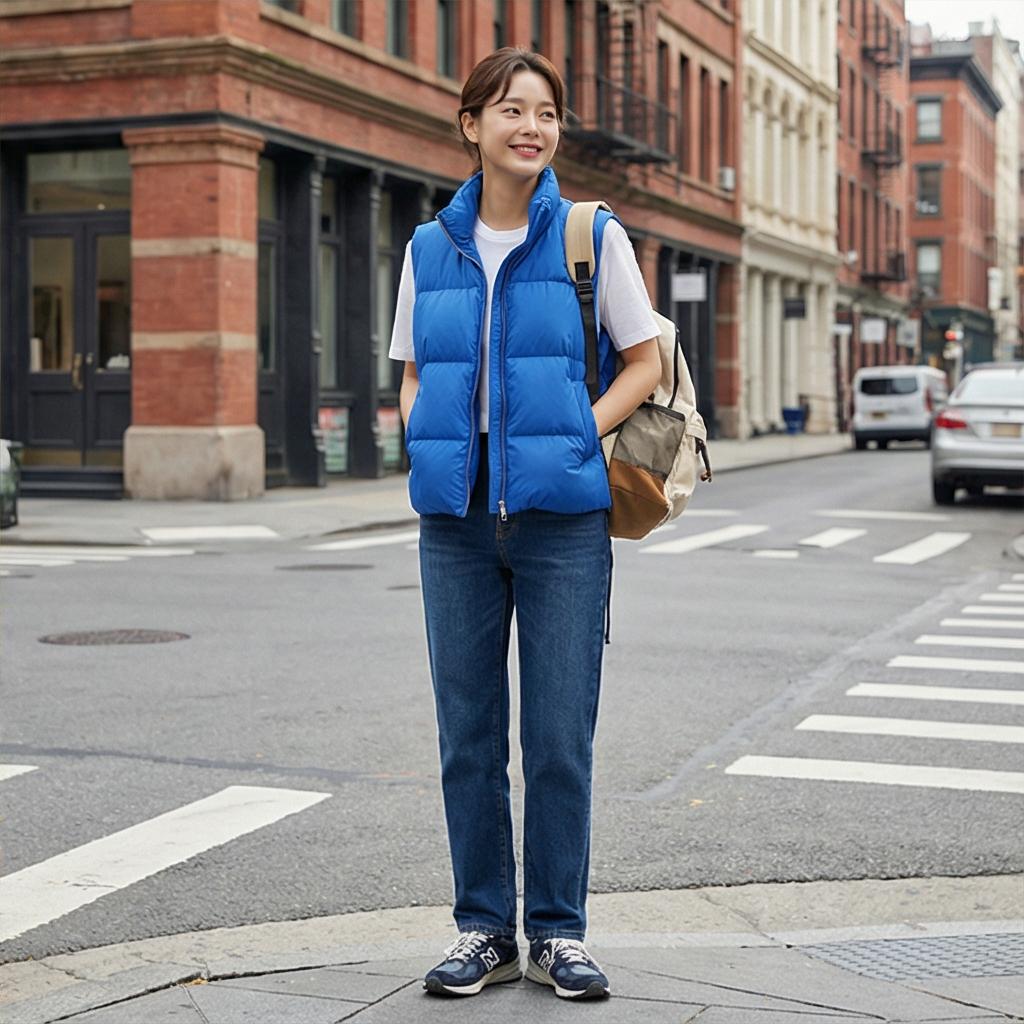 진청 데님 팬츠: 활동적인 위켄드 룩