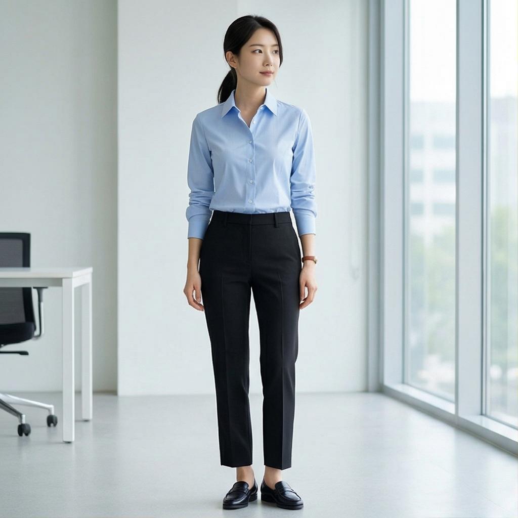 검은색 슬랙스: 깔끔한 오피스룩