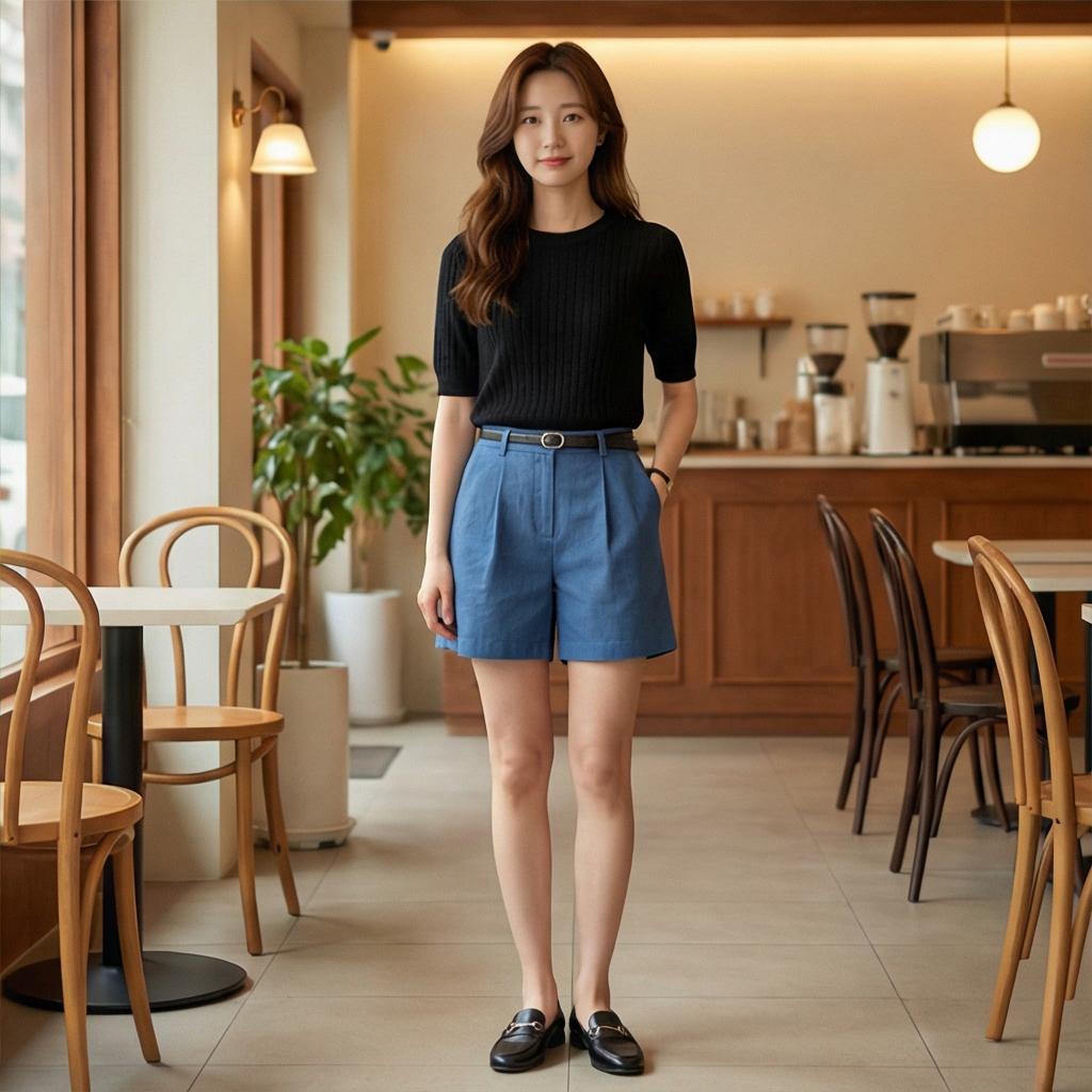 검정색 니트 반팔: 세련된 비즈니스 캐주얼 룩