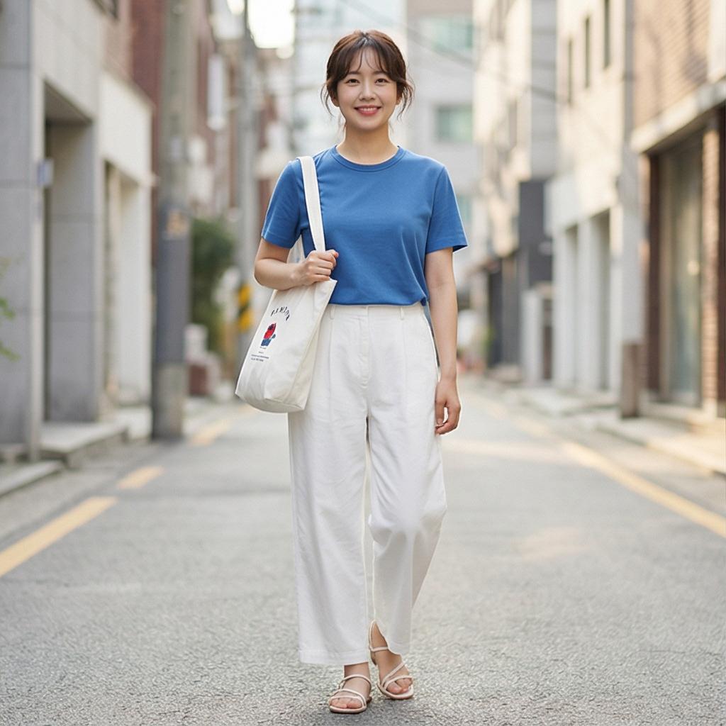 흰색 와이드 팬츠 : 맑고 깨끗한 데일리룩 스타일