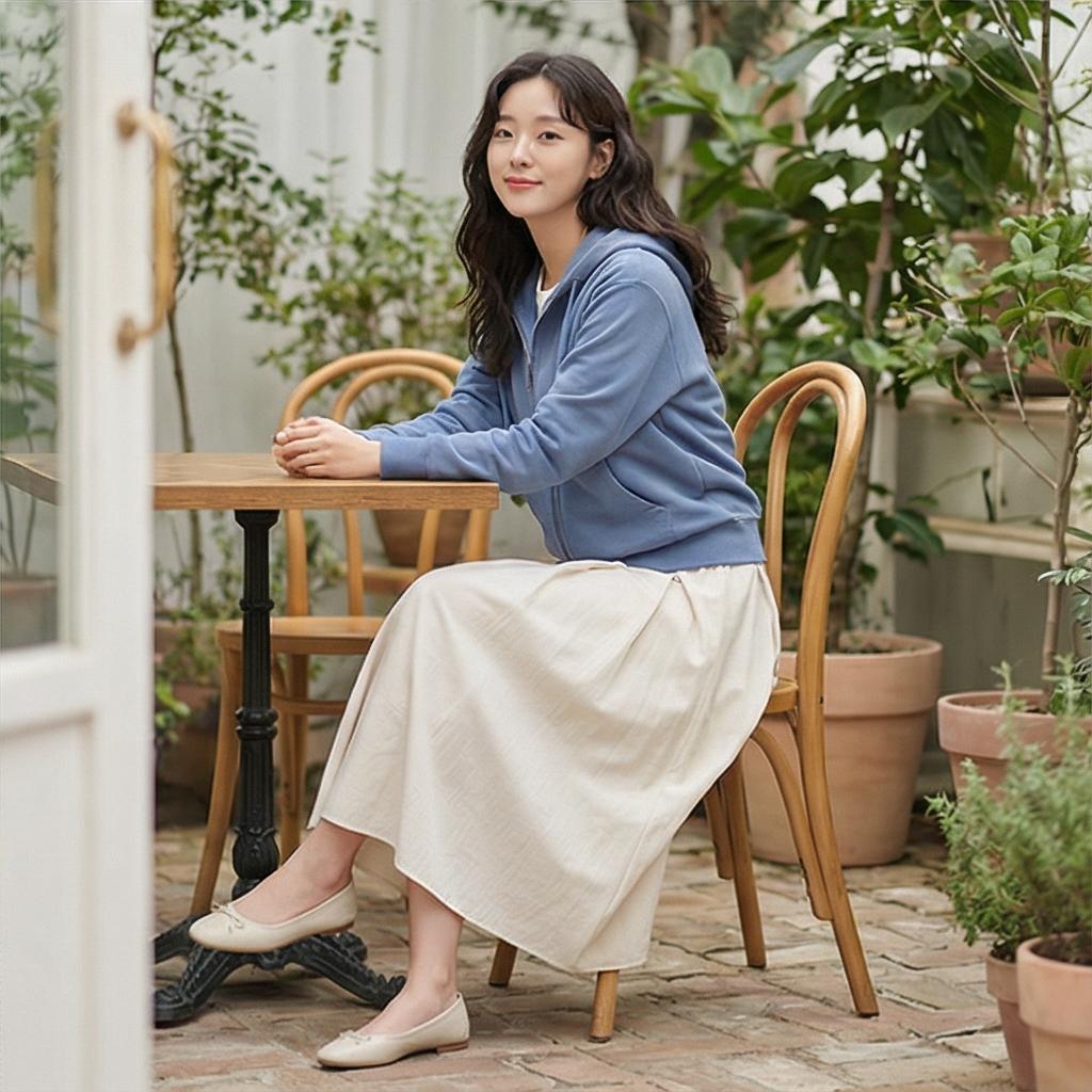 화이트 롱 스커트: 화사한 느낌의 데이트룩