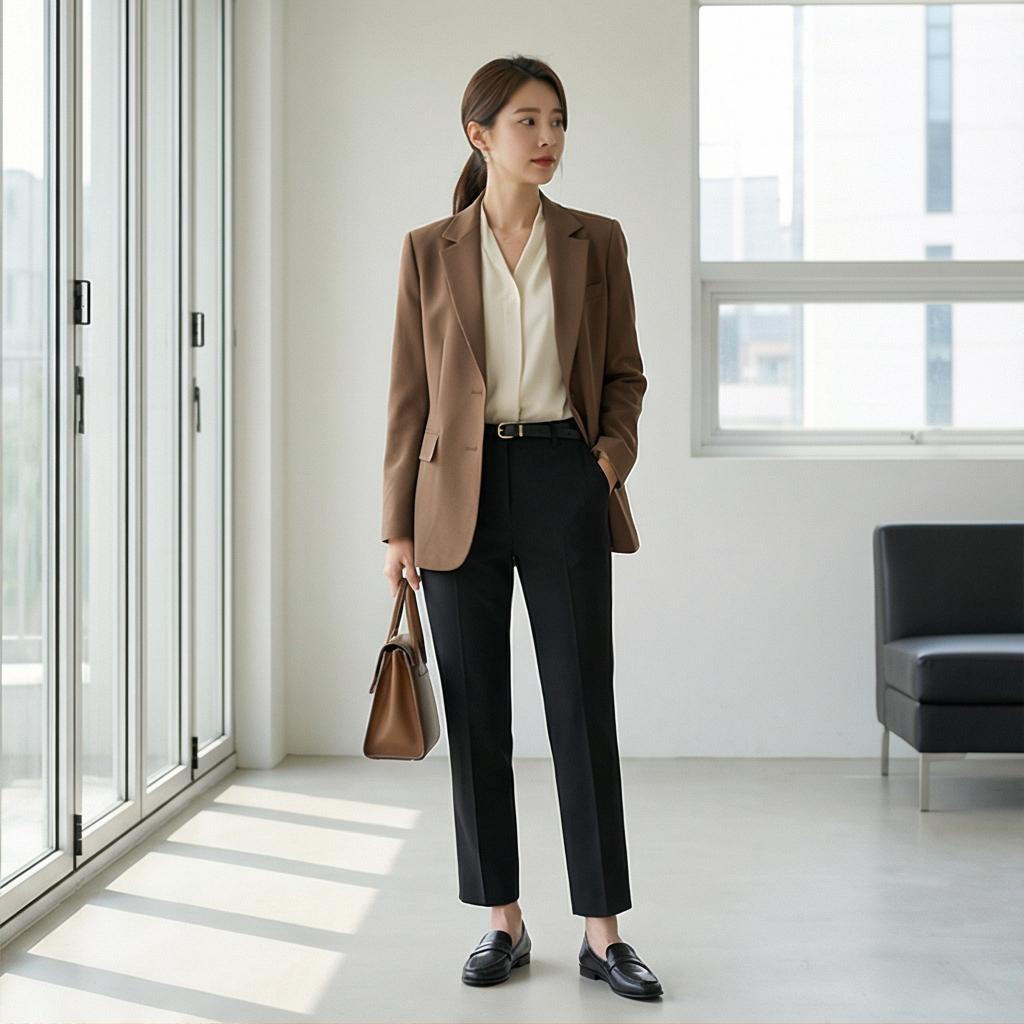 검정 슬랙스: 단정한 비즈니스 캐주얼 스타일
