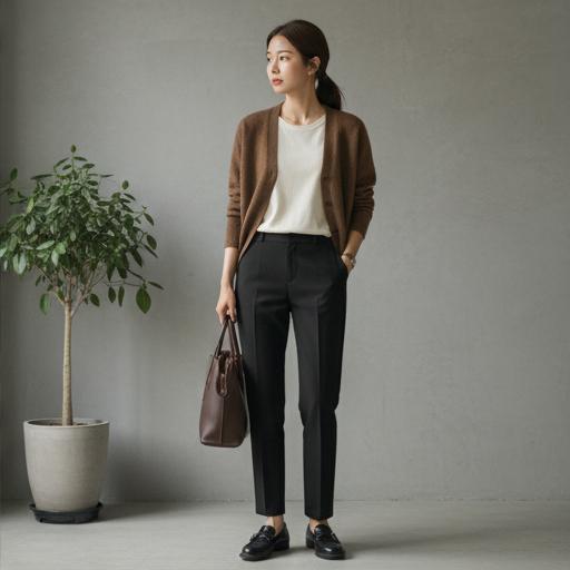 검정색 슬랙스: 단정하고 편안한 출근룩