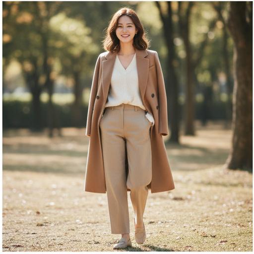 톤온톤 베이지 팬츠: 부드러운 분위기의 데이트룩