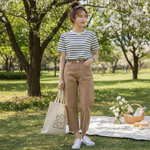 스트라이프 티셔츠: 경쾌한 나들이 룩