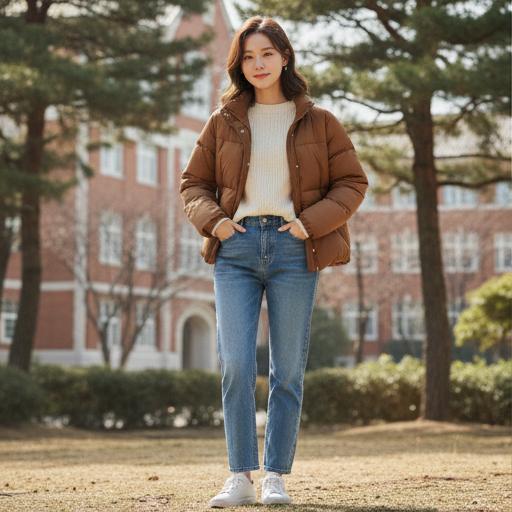 아이보리 니트와 청바지: 실패 없는 데일리룩