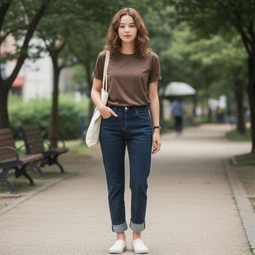 진청 데님 팬츠: 편안한 데일리룩