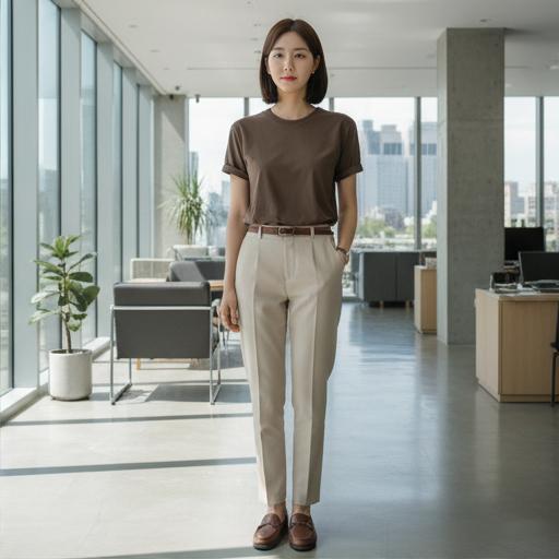 베이지색 슬랙스: 부드러운 오피스룩
