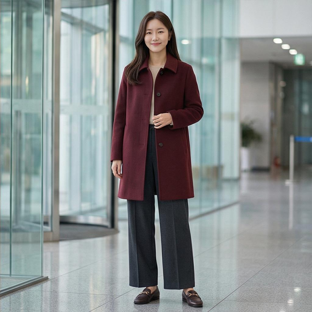 그레이 와이드 팬츠: 지적인 비즈니스 룩