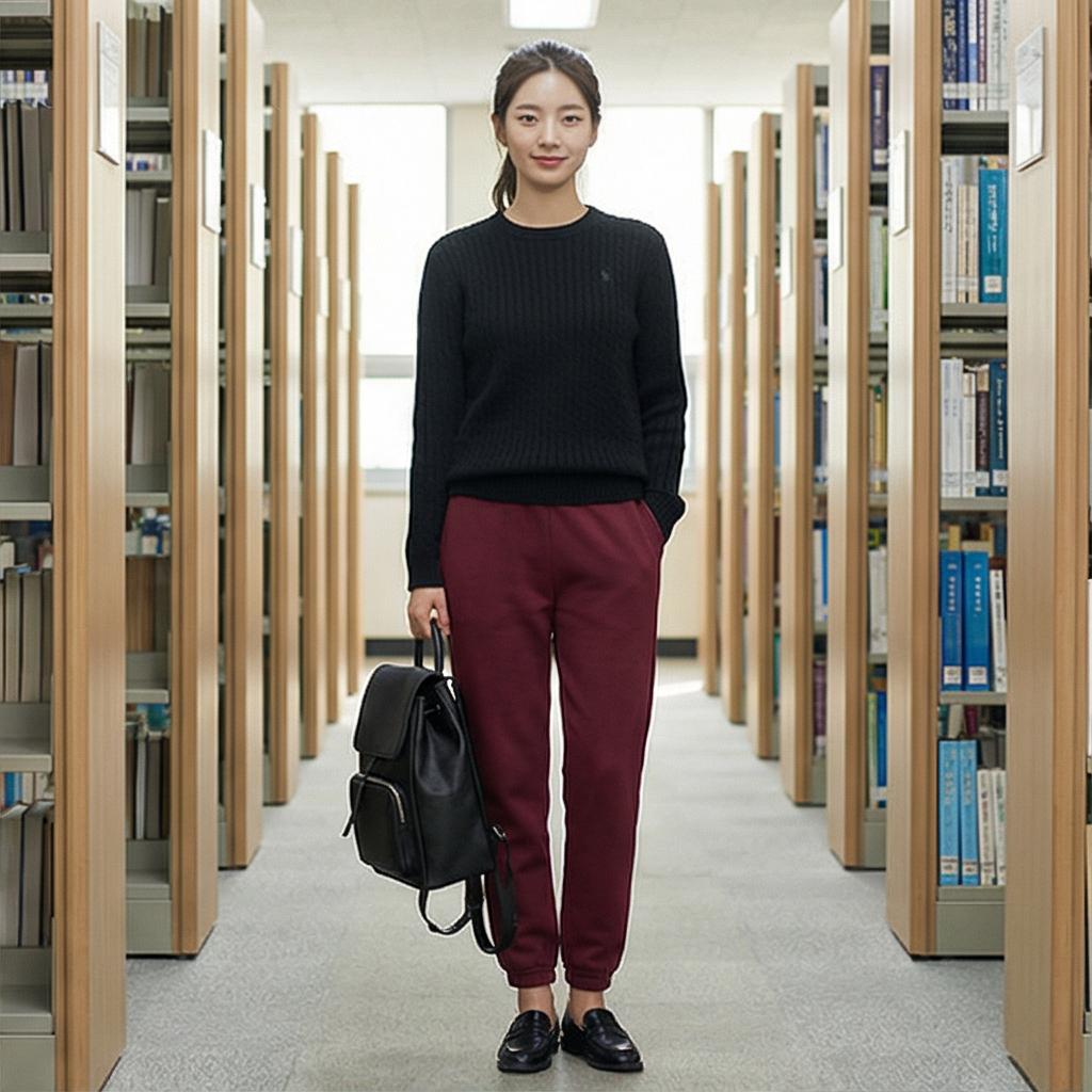 검정색 니트: 차분한 분위기