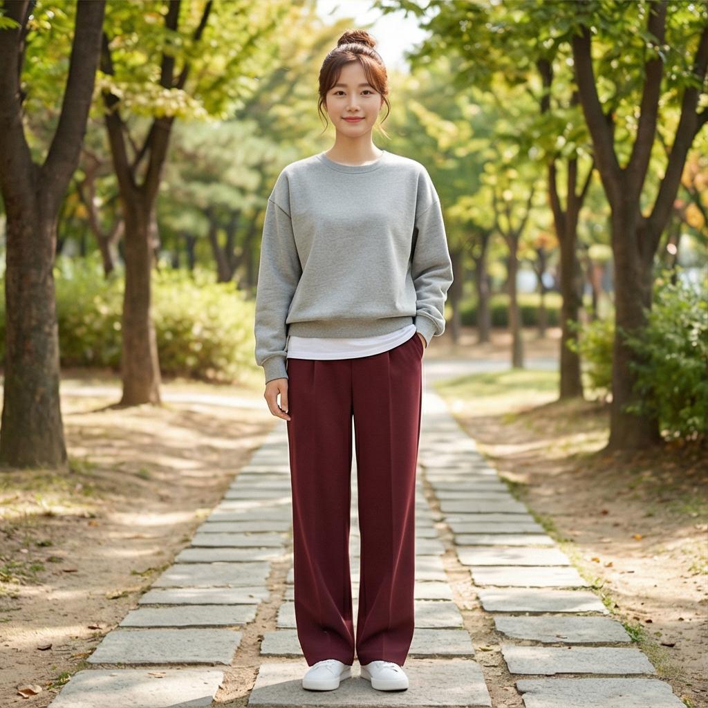 그레이 맨투맨: 활동적인 위켄드룩