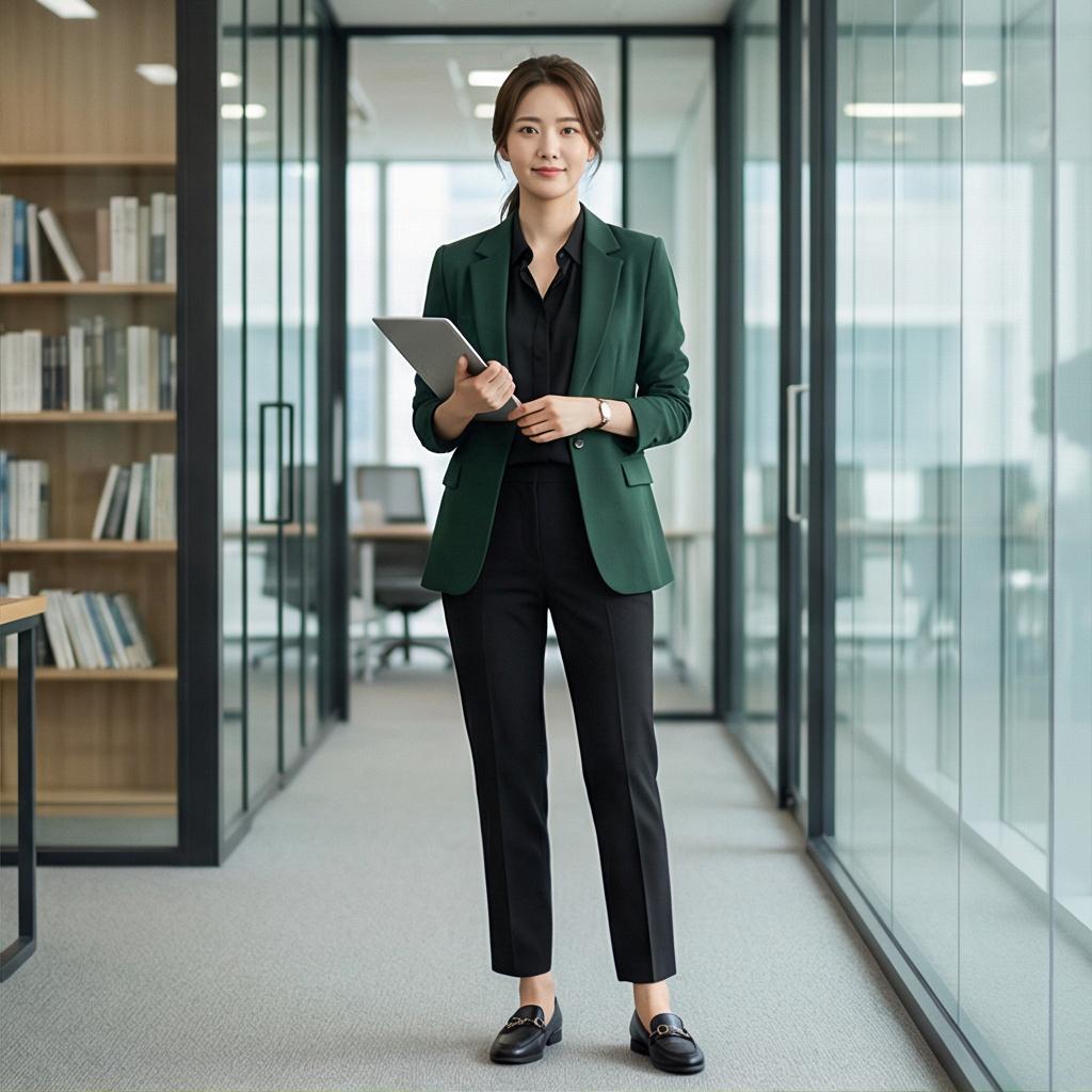 검정색 슬랙스: 차분한 오피스 출근 룩