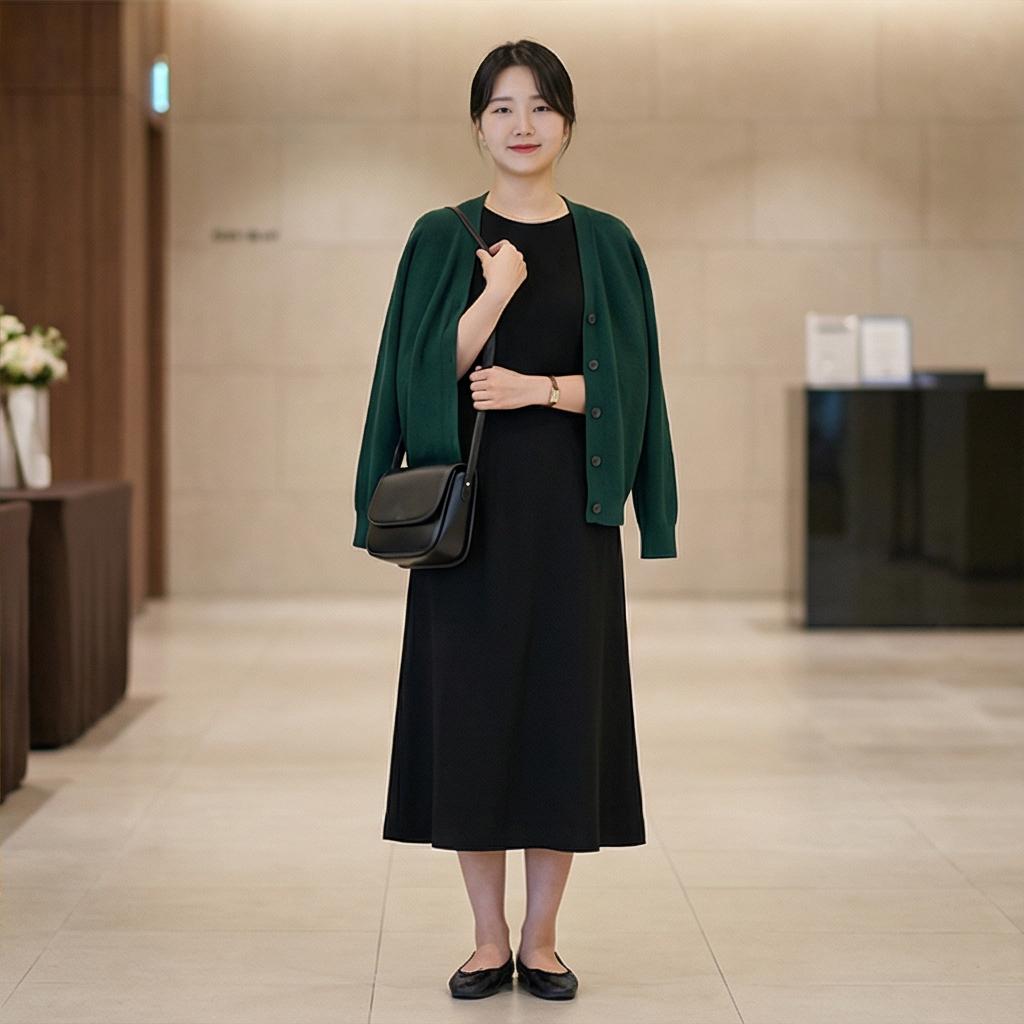 검정색 원피스: 차분한 하객 스타일