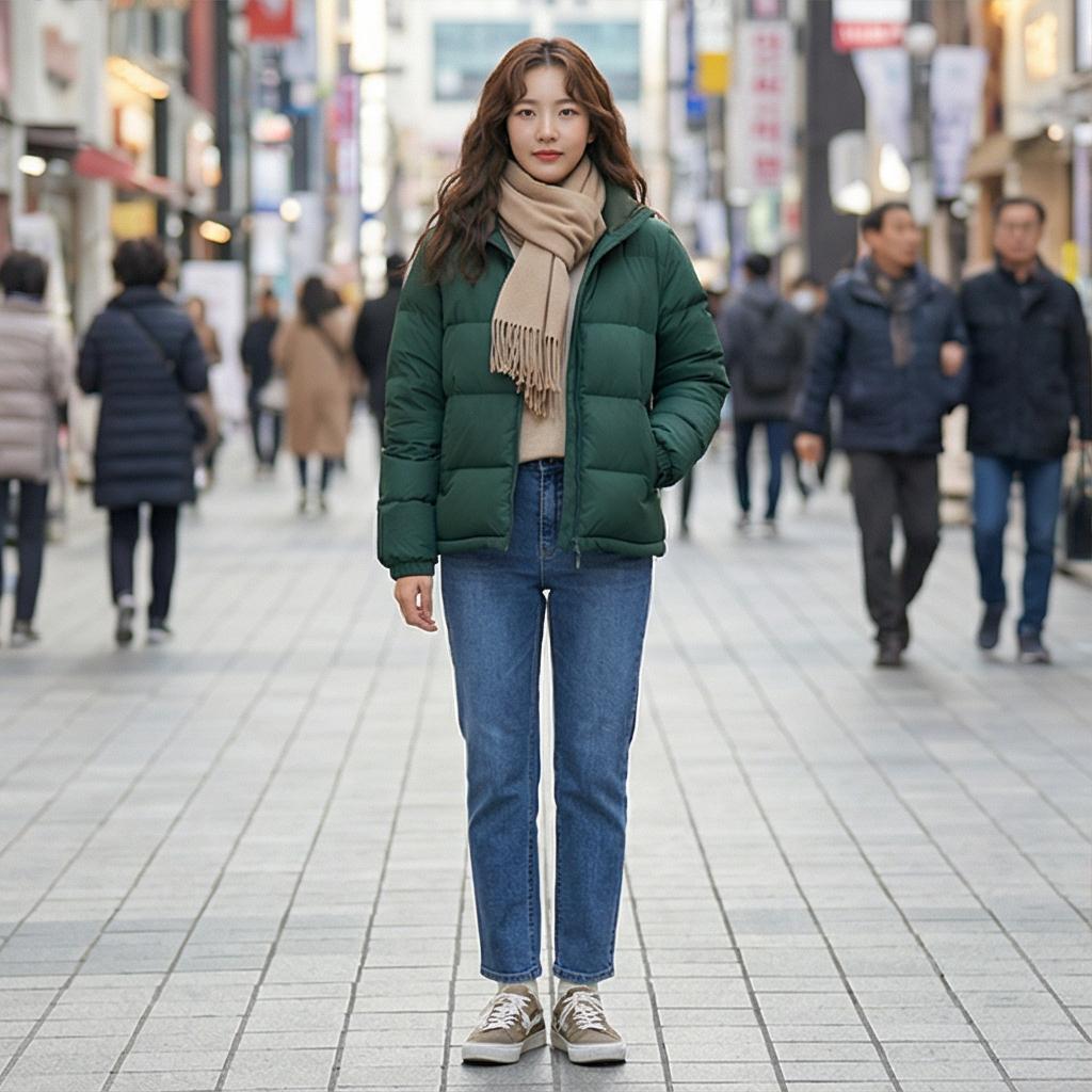 중청 데님 팬츠: 경쾌한 주말 나들이룩