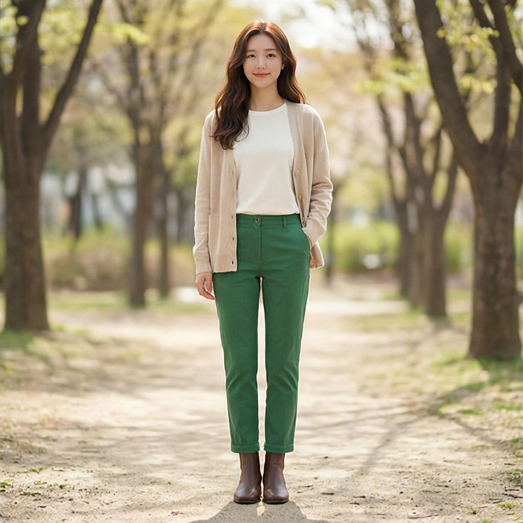 베이지 자켓: 부드러운 분위기의 데이트 룩