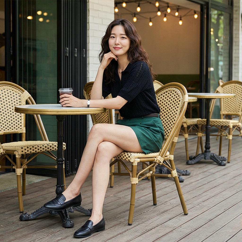 검정색 반팔 니트: 세련된 주말 데이트 분위기