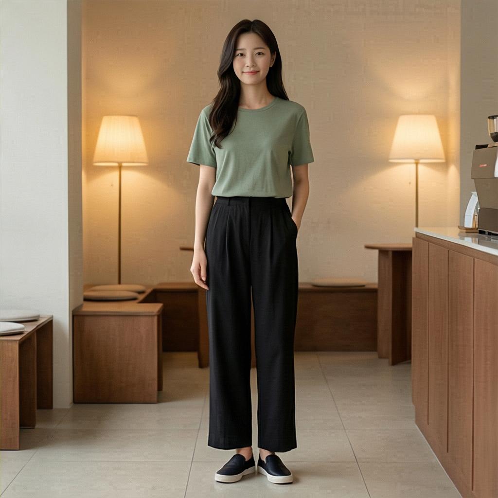 블랙 와이드 팬츠: 편안한 미니멀 스타일