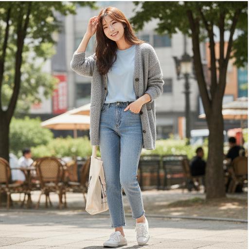 데님 팬츠: 편안한 주말 나들이룩