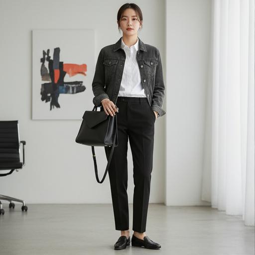 블랙 슬랙스: 편안하면서도 단정한 출근룩